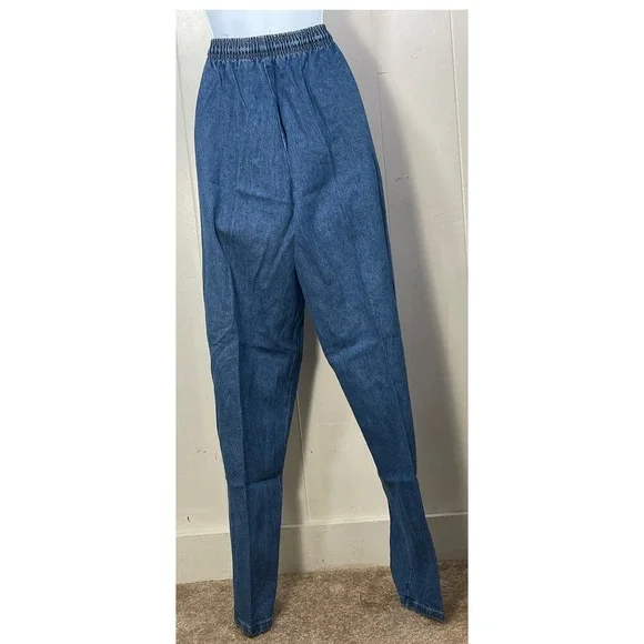 Vintage Made in USA High Waisted Drawstring Elastic Waist Denim Pants Tall 90's - Picture 2 of 8